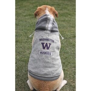 Washington Huskies Grey‎ Dog Sweatshirt Hoodie Size Large New